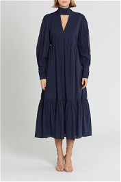 David Jones Long Sleeve Cut Out Maxi Dress Navy