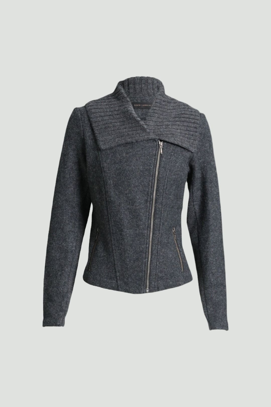 Buy Felted Wool Biker Jacket in Grey David Lawrence GlamCorner