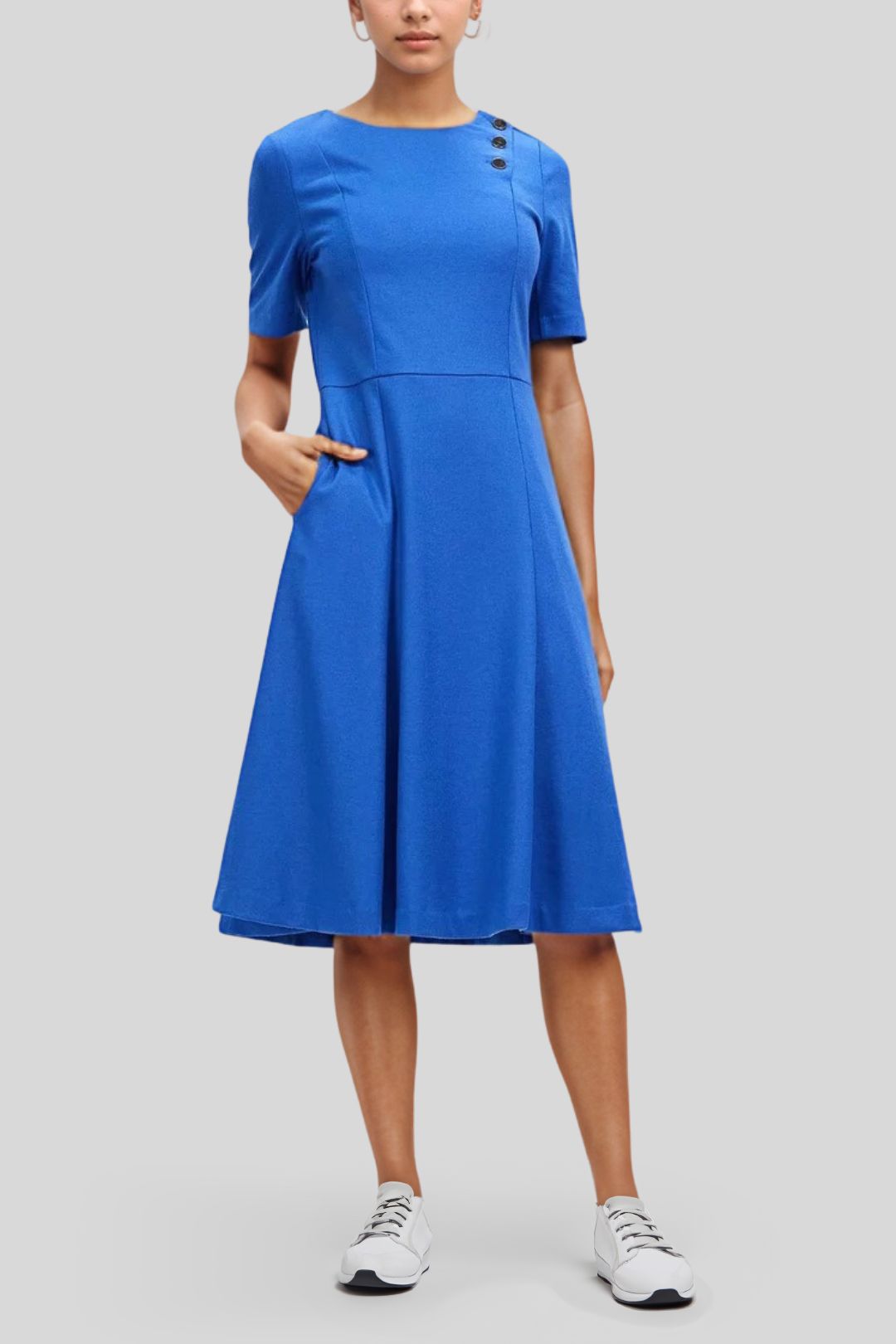 David Lawrence  Kirsten Merino Wool Dress Blue