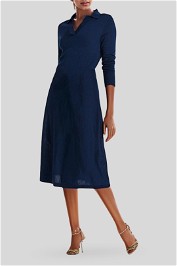 David Lawrence Harriet Knit Polo Dress Slate Blue