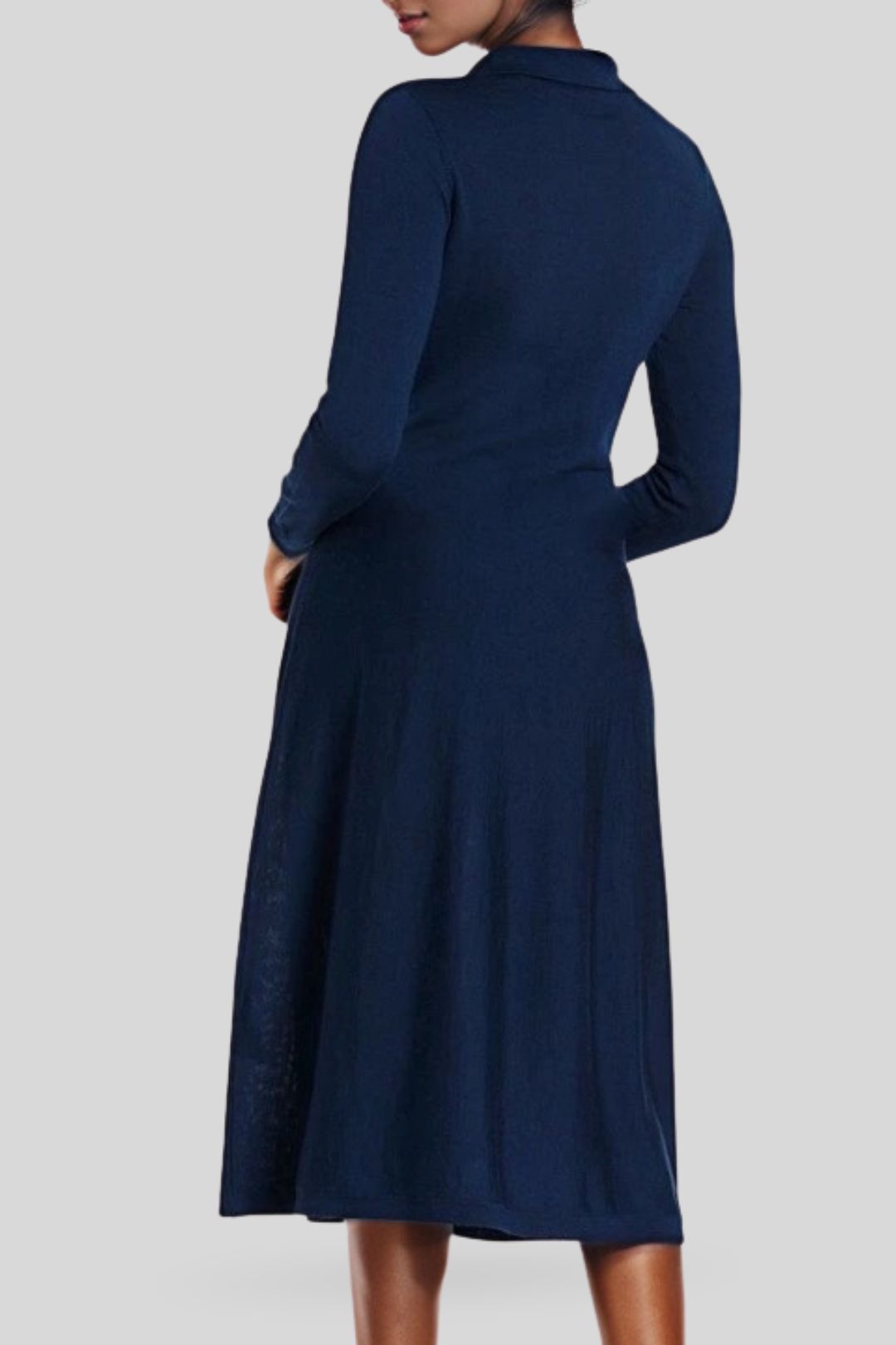 David Lawrence Harriet Knit Polo Dress Slate Blue Midi