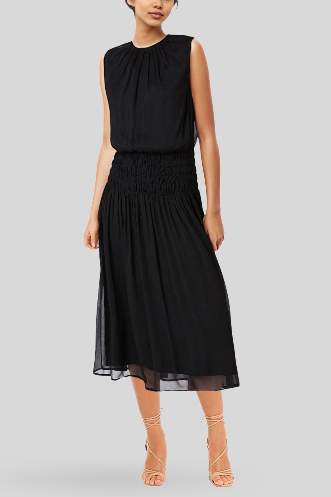 David Lawrence Macie Silk Gathered Dress in Black