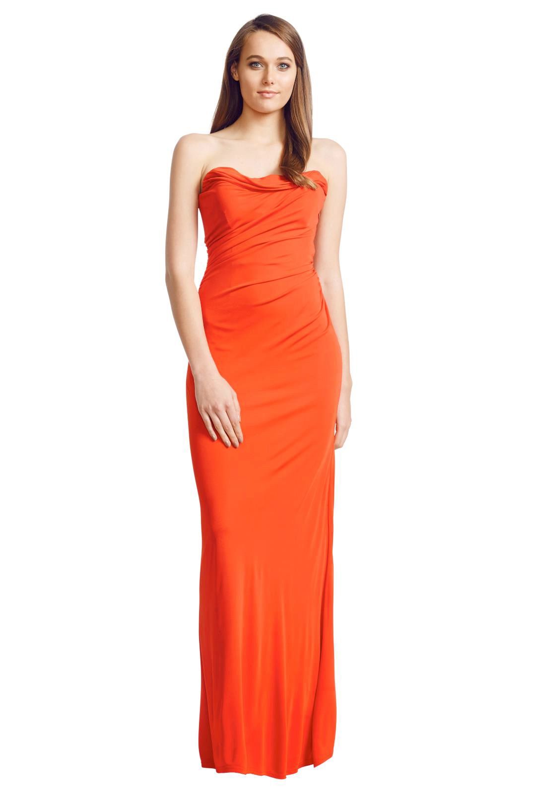 David Meister - Red Runched Gown - Red - Front