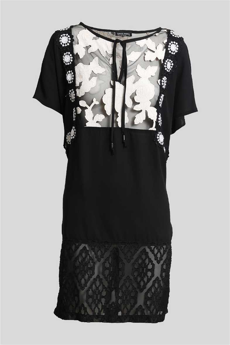 green emerald velvet dress CURVE Black Embroidered Shift Dress main image 1