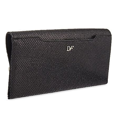 Diane von Furstenberg - 440 Envelope Glittered Leather Clutch - Black - Back