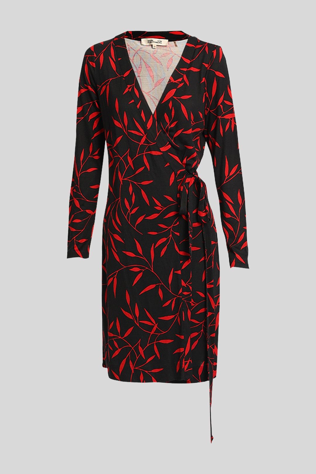Diane Von Furstenberg - Black Leaves Print Silk Dress