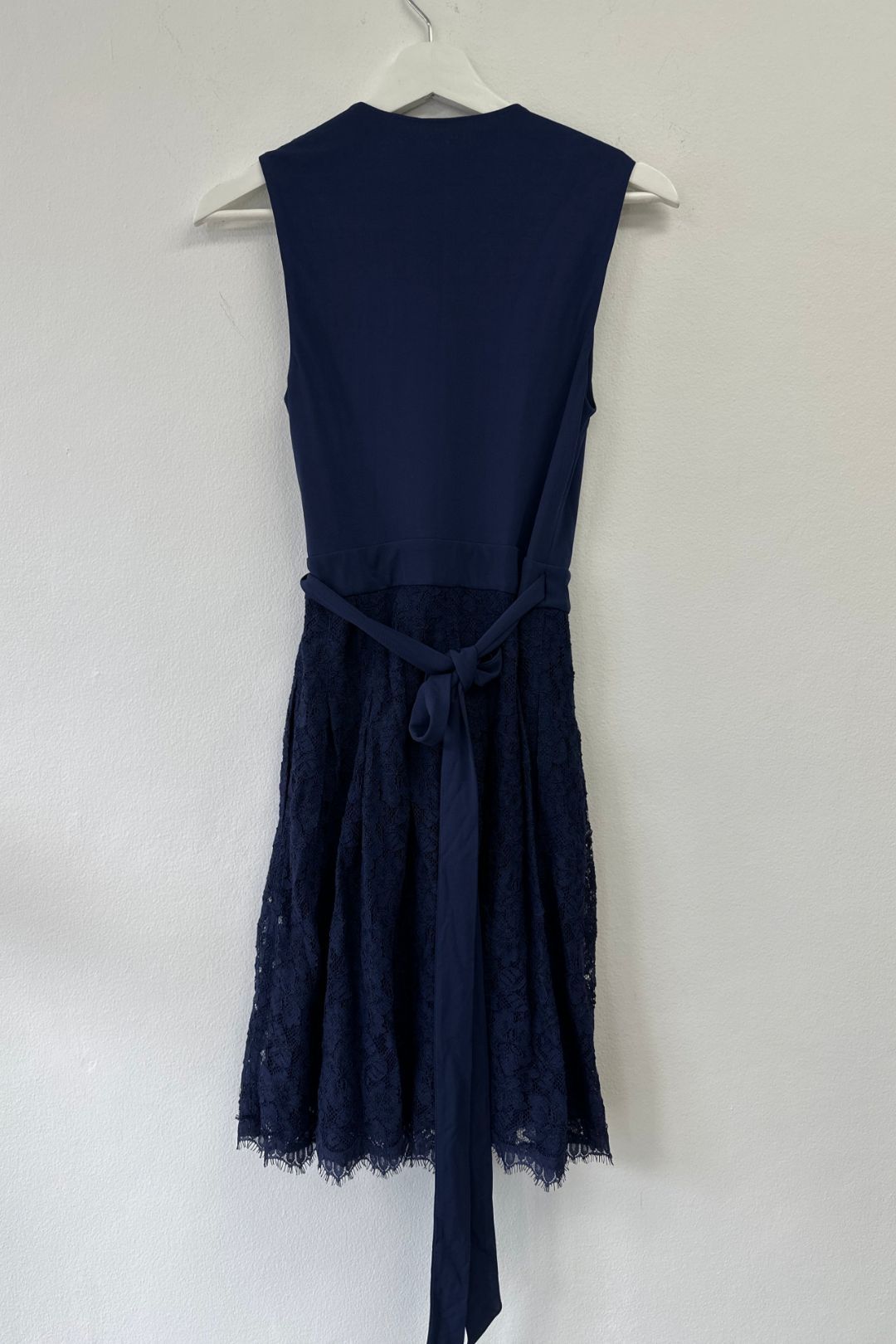 Buy Stretch Lace Blue Wrap Dress | Diane Von Furstenberg | GlamCorner