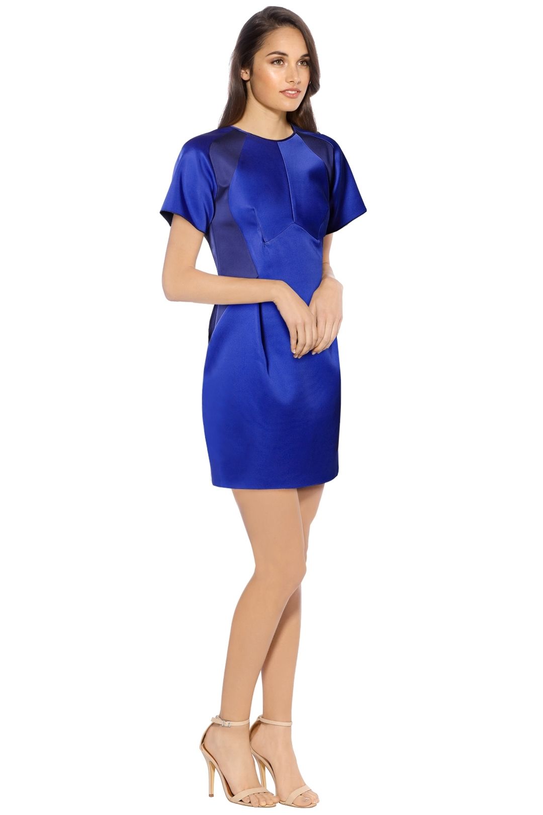 Dion Lee - Bonded Satin Mini Dress - Blue - Side