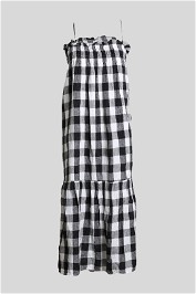 Black and White Check Maple Linen Dress 