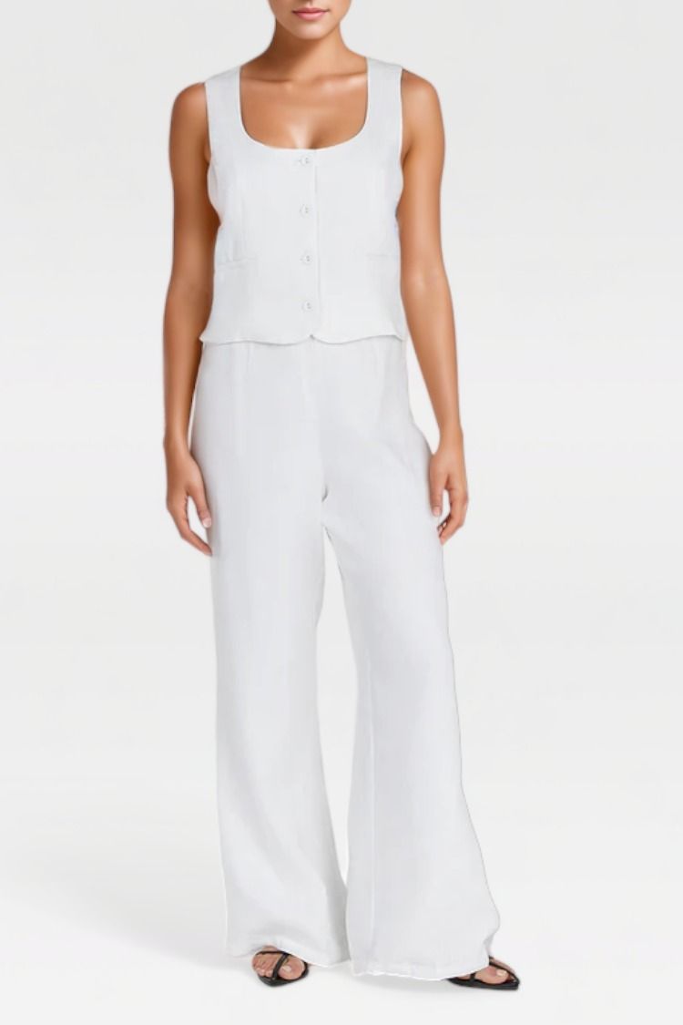 Dissh Flick White Linen Pant White