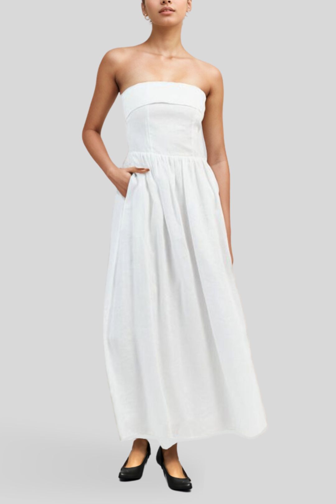 Hire Allie White Strapless Midi Dress | Dissh | GlamCorner