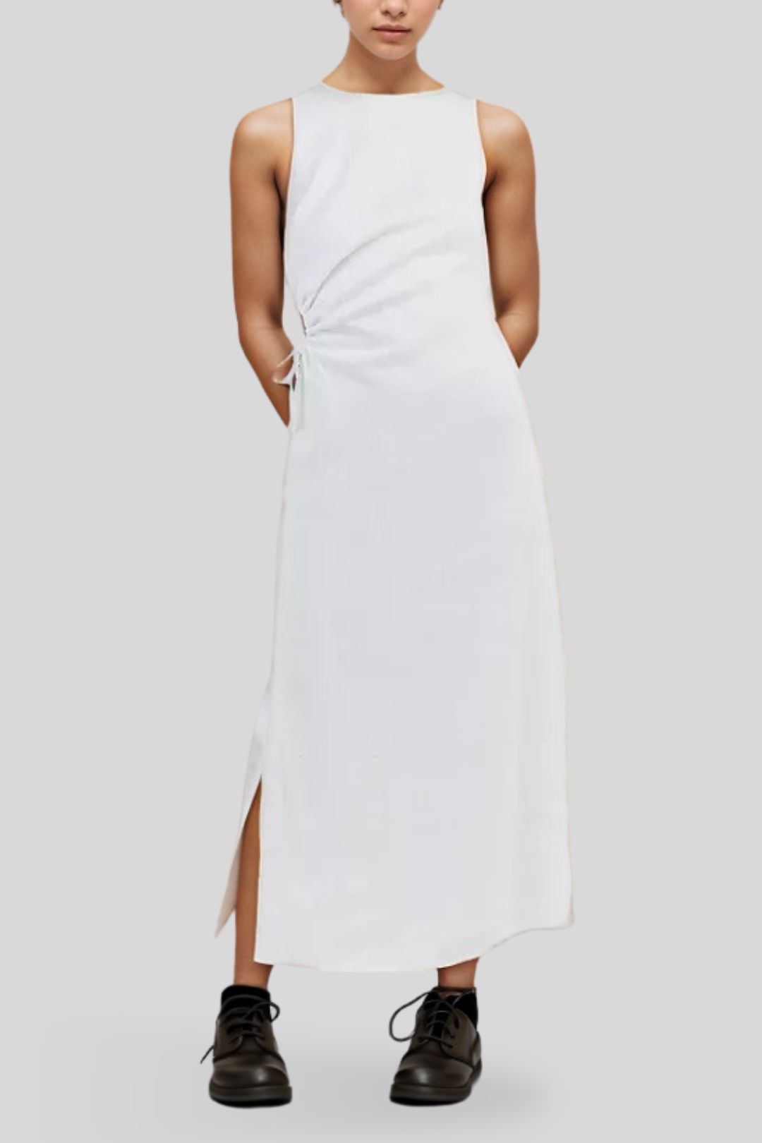 Linen white midi dress hotsell