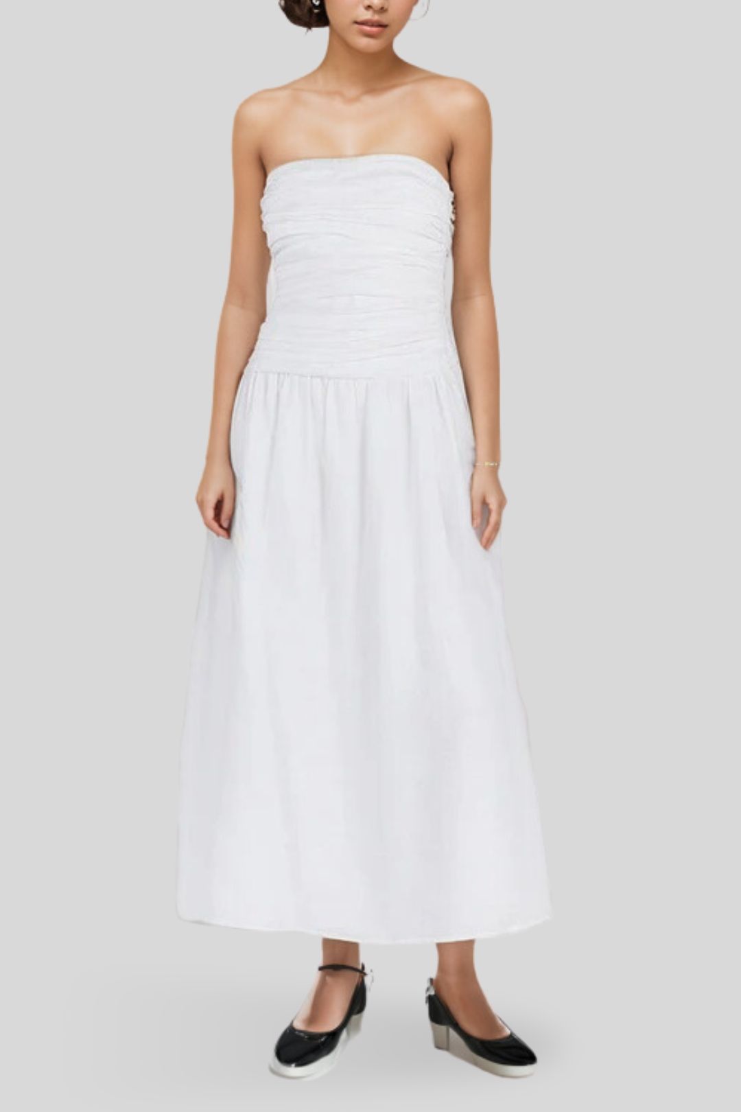 Hire Catania White Linen Strapless Dress | Dissh | GlamCorner