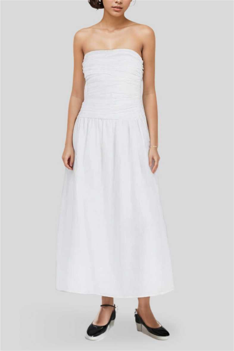 knee length dresses for ladies ARTIE CORNFLOWER RAMIE MIDI DRESS – DISSH main image 1