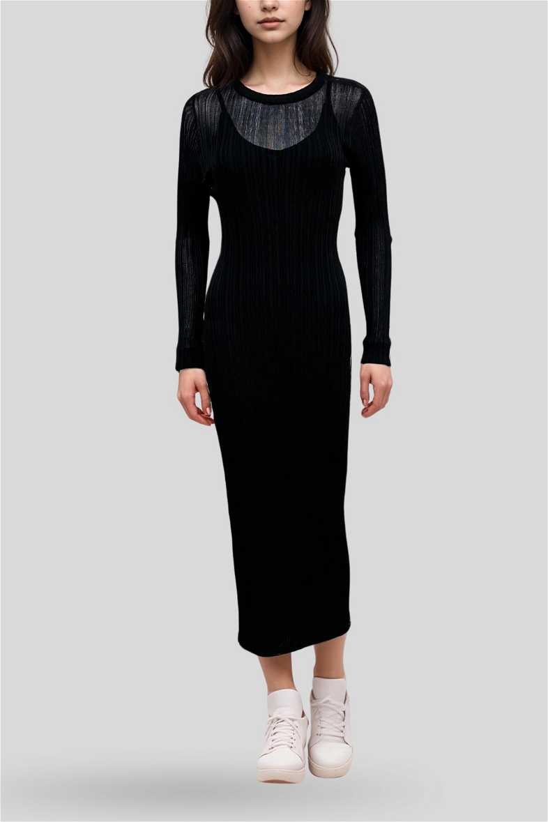 Hire Sheer Long Sleeve Long Dress | Dissh | GlamCorner