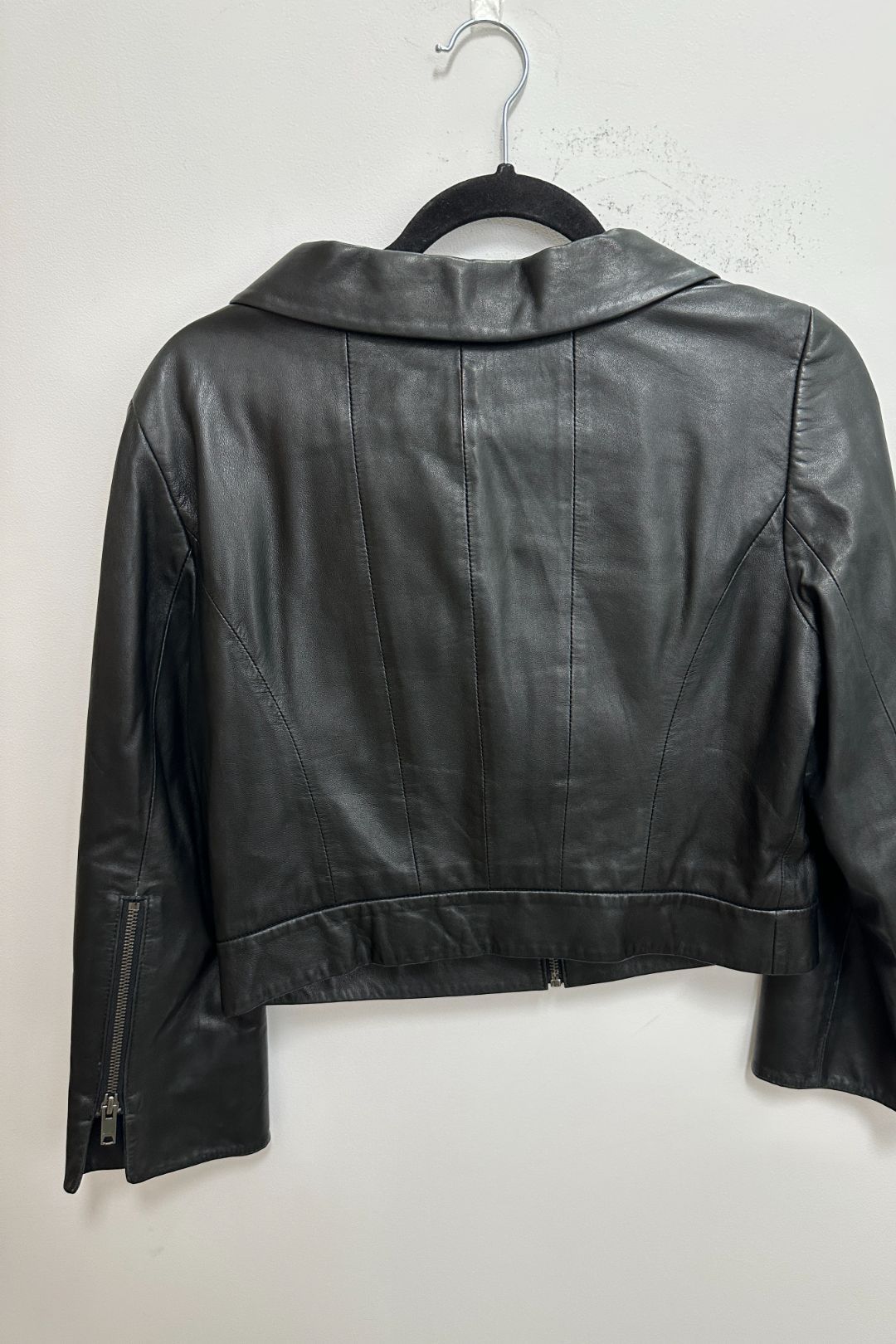 DKNY - Black Leather Crop Waist Jacket