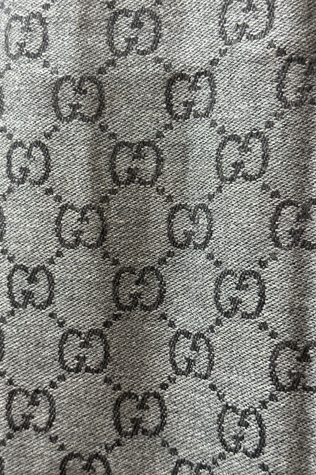 Gucci Double Jacquard Grey Wool Scarf