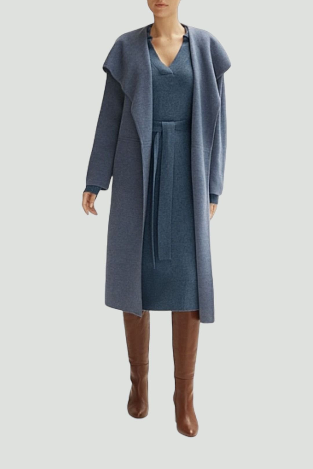 Buy Double Knit Waterfall Cardigan in Blue Trenery GlamCorner