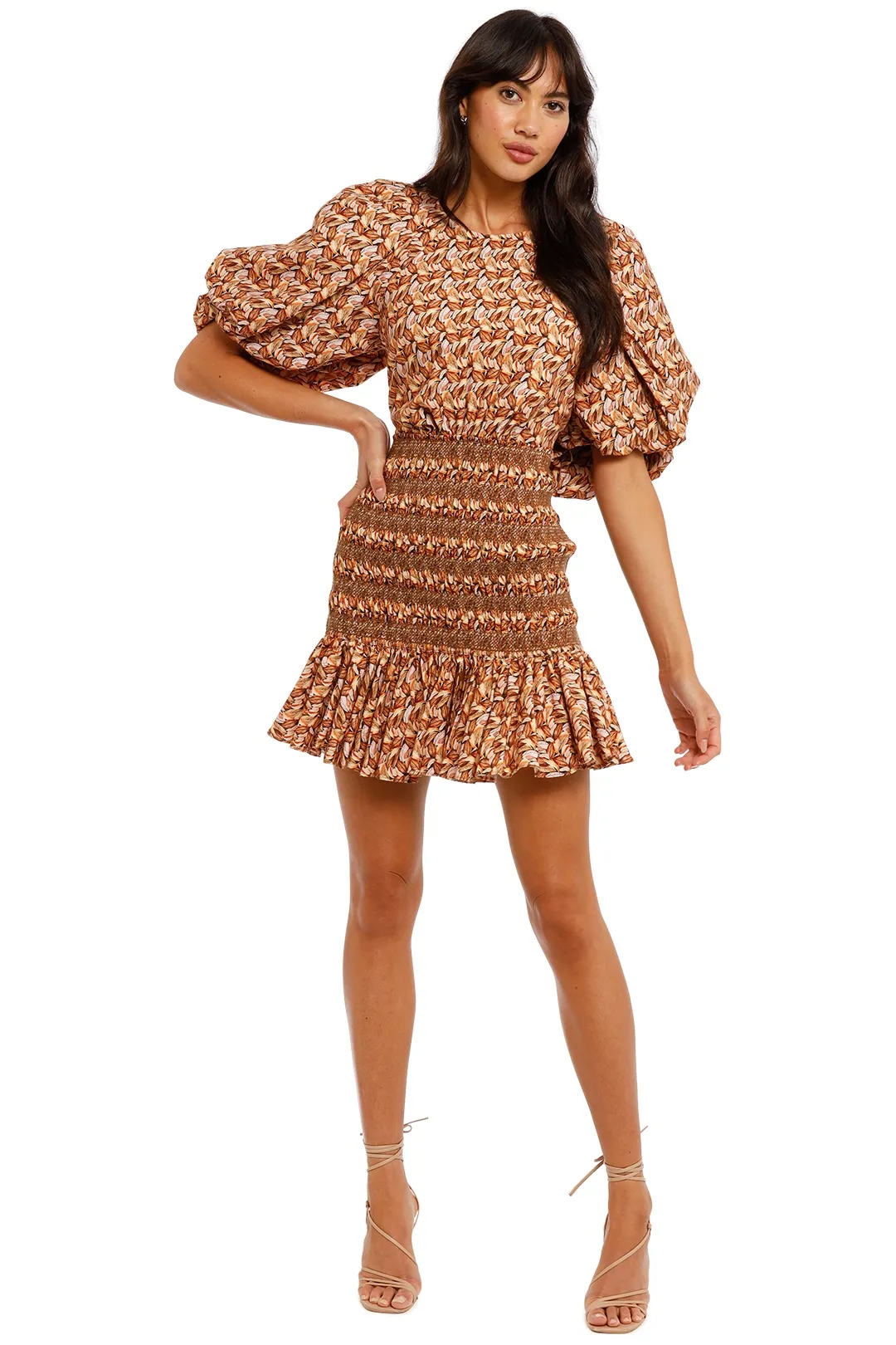 Neutral Leaves Brookes Dress by Acler available for hire.