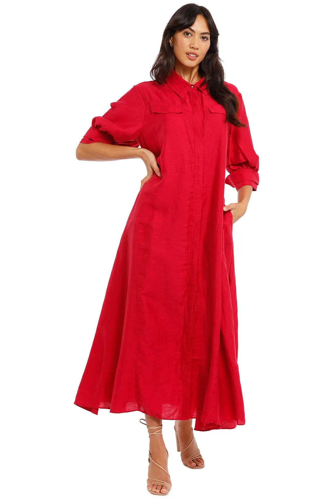 Corte Dress in Berry by Acler available for hire.