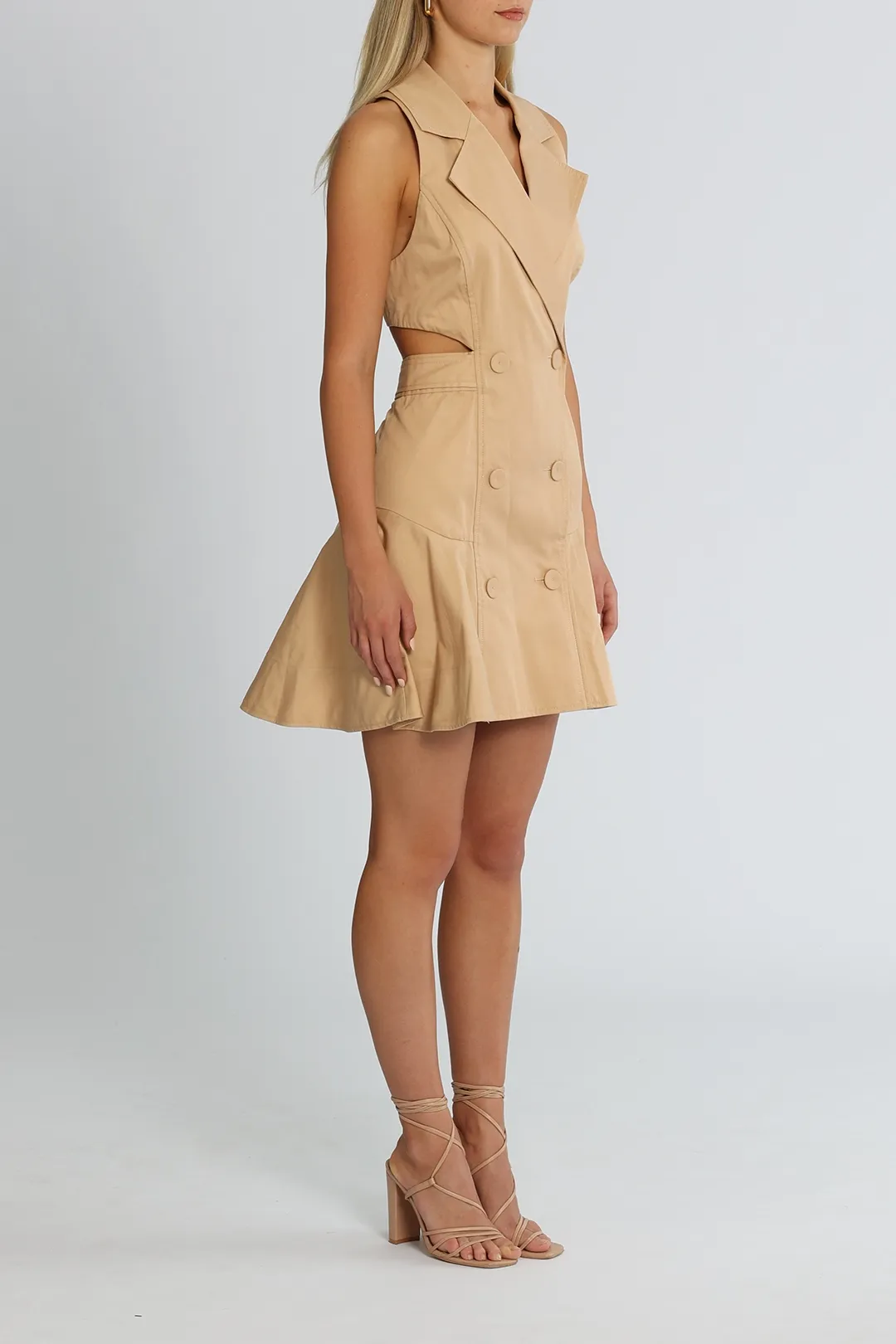 Rent almond Durham dress for evening occasions.