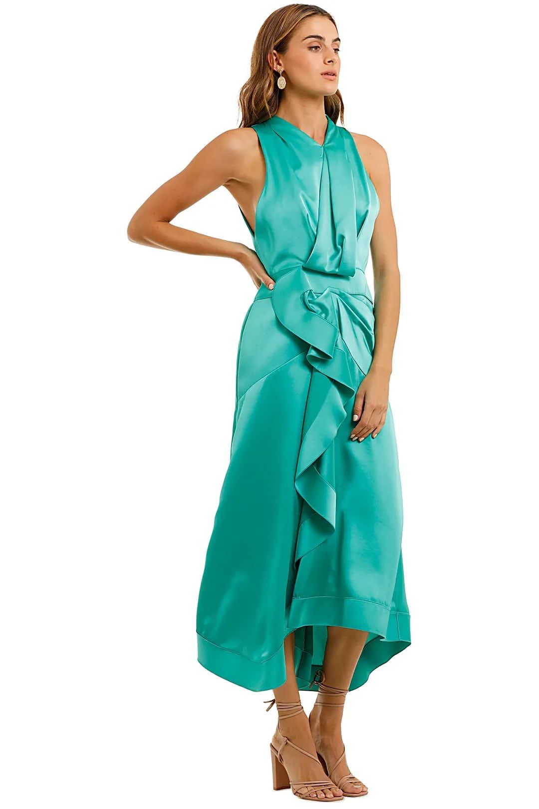 slim fit dress slacks Camille Blouson Dress Pistachio Green Sz 12 – Dress Rental NZ