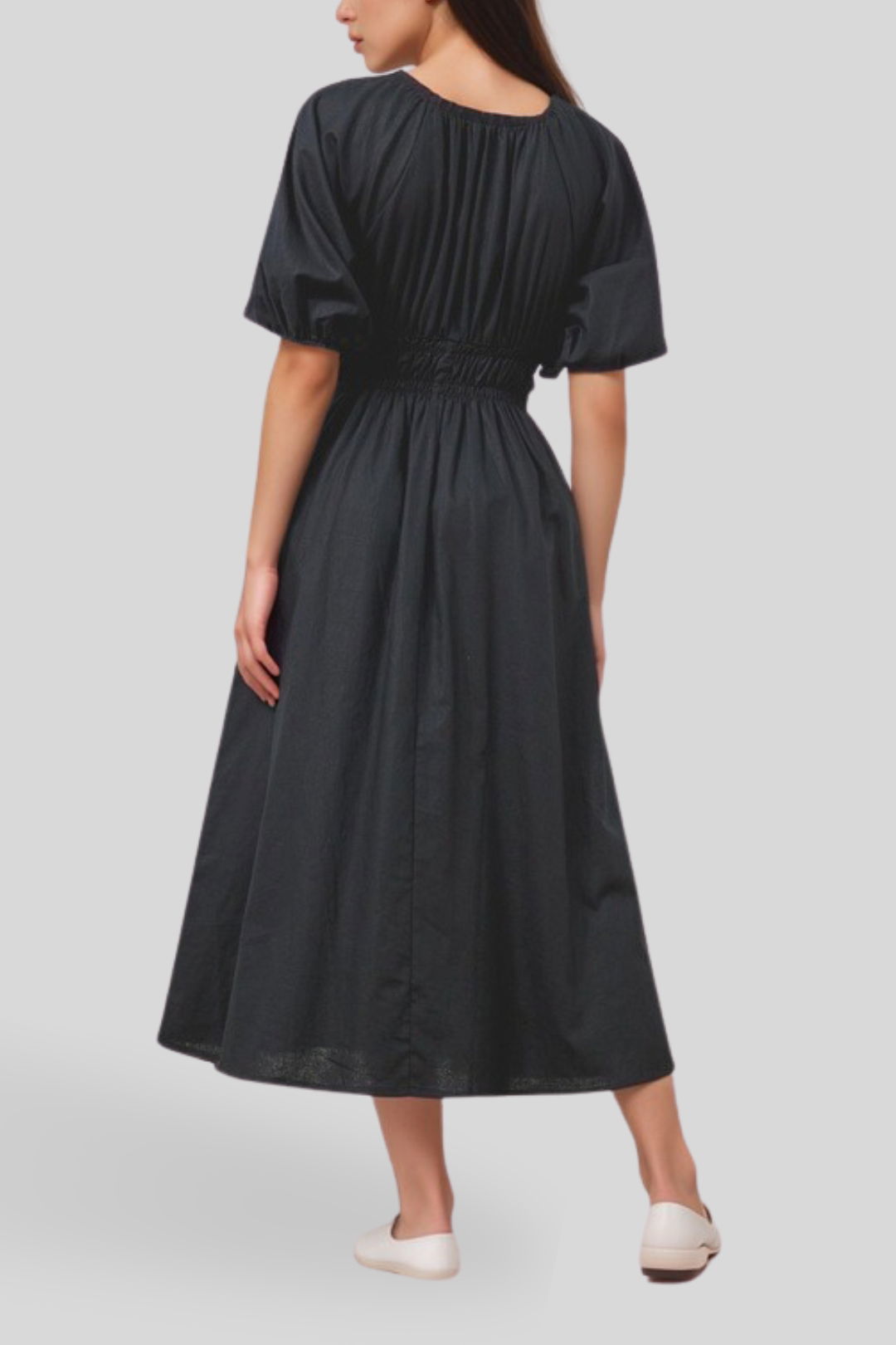 Dress Hire Luncheon Atmos&Here Darla Linen Blend Midi Dress Black