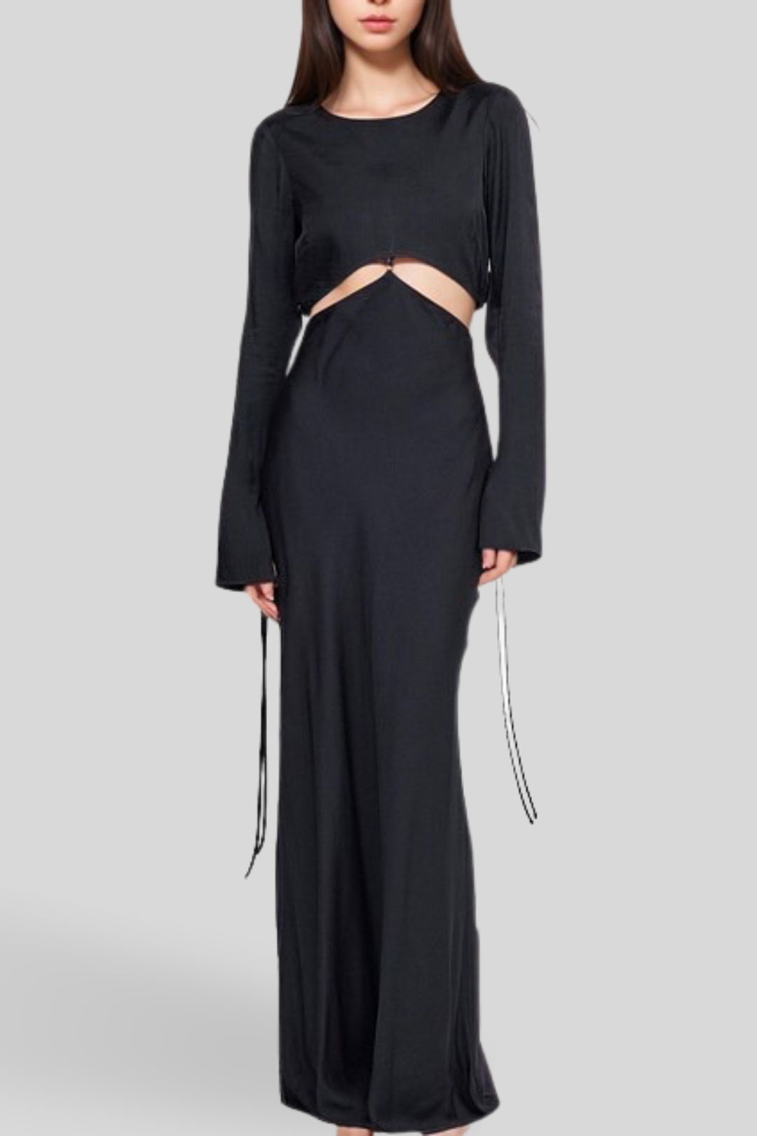 Hire Diamond Days Long Sleeve Maxi Dress in Black Bec and Bridge GlamCorner