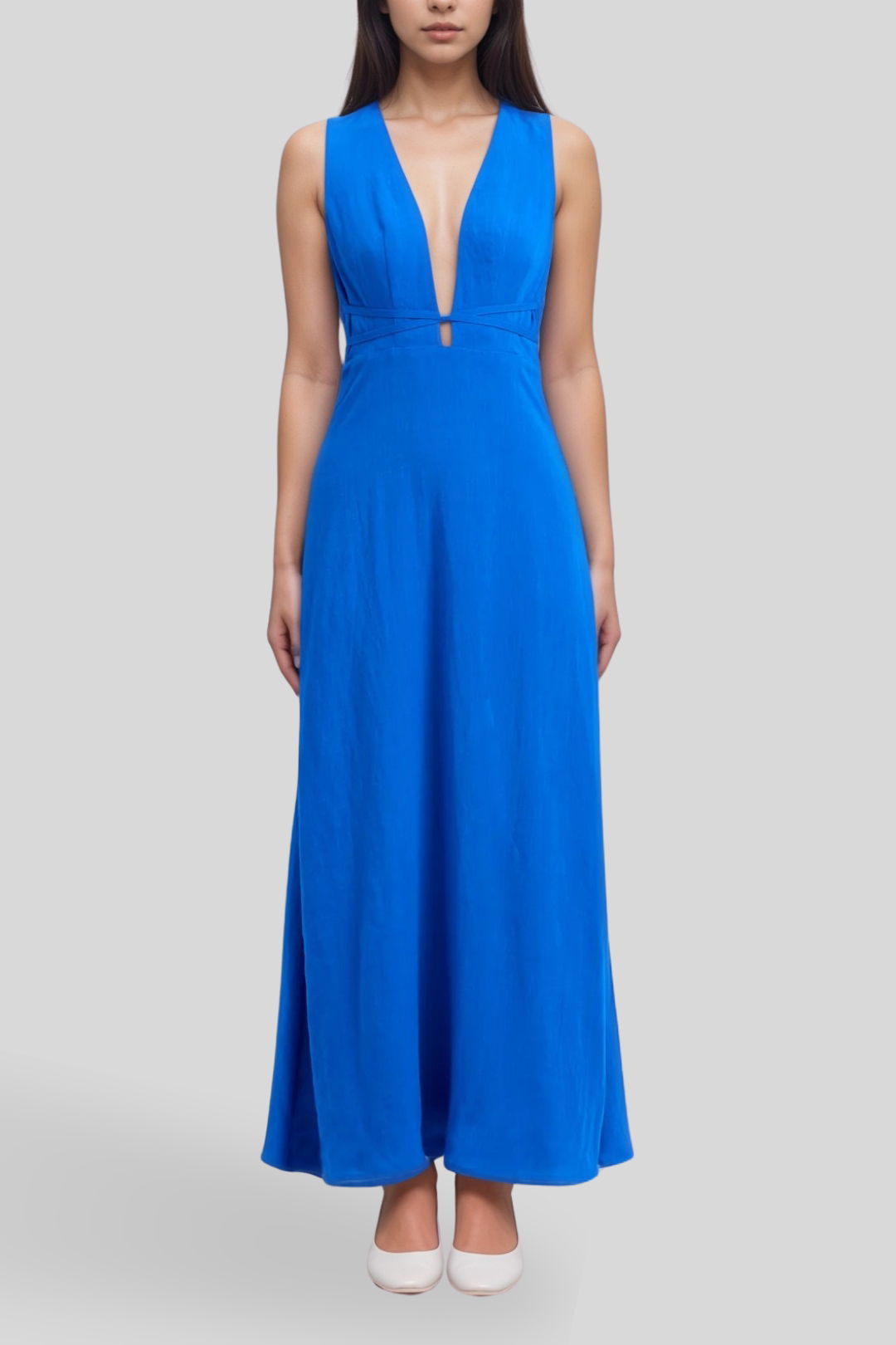 Dress Hire Evening Hayman Deep Vee Dress - Cobalt