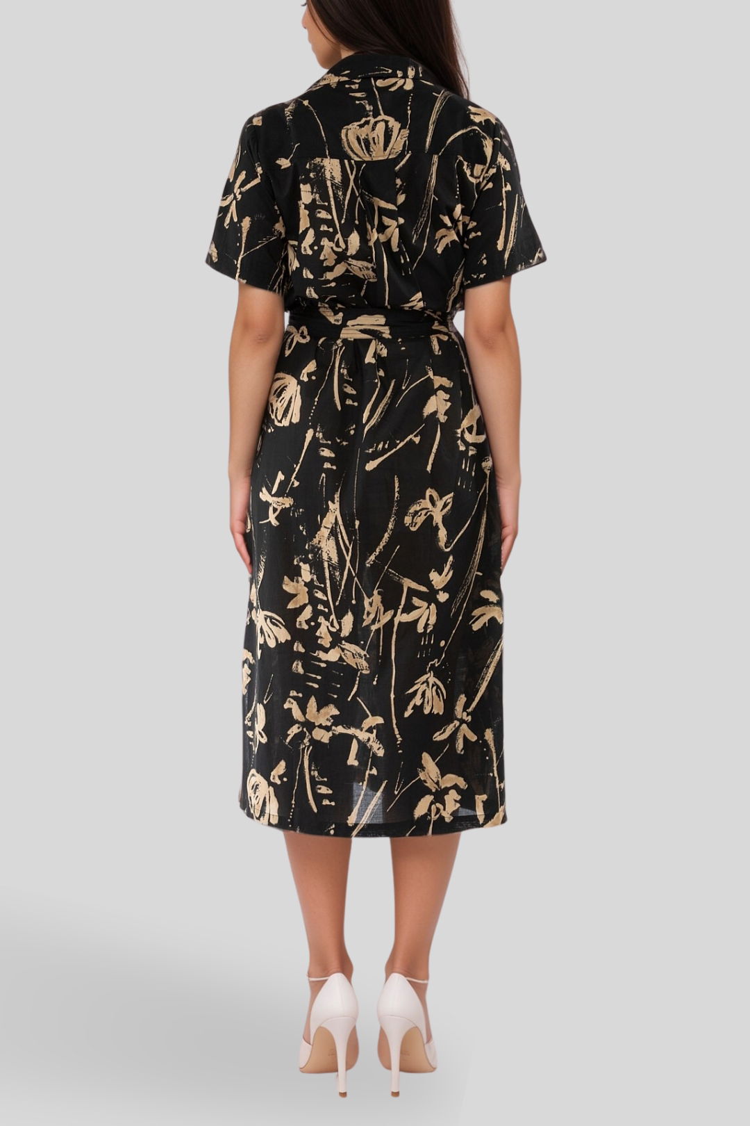 Ping Pong Sumi Floral Short Sleeve Midi Dress Print