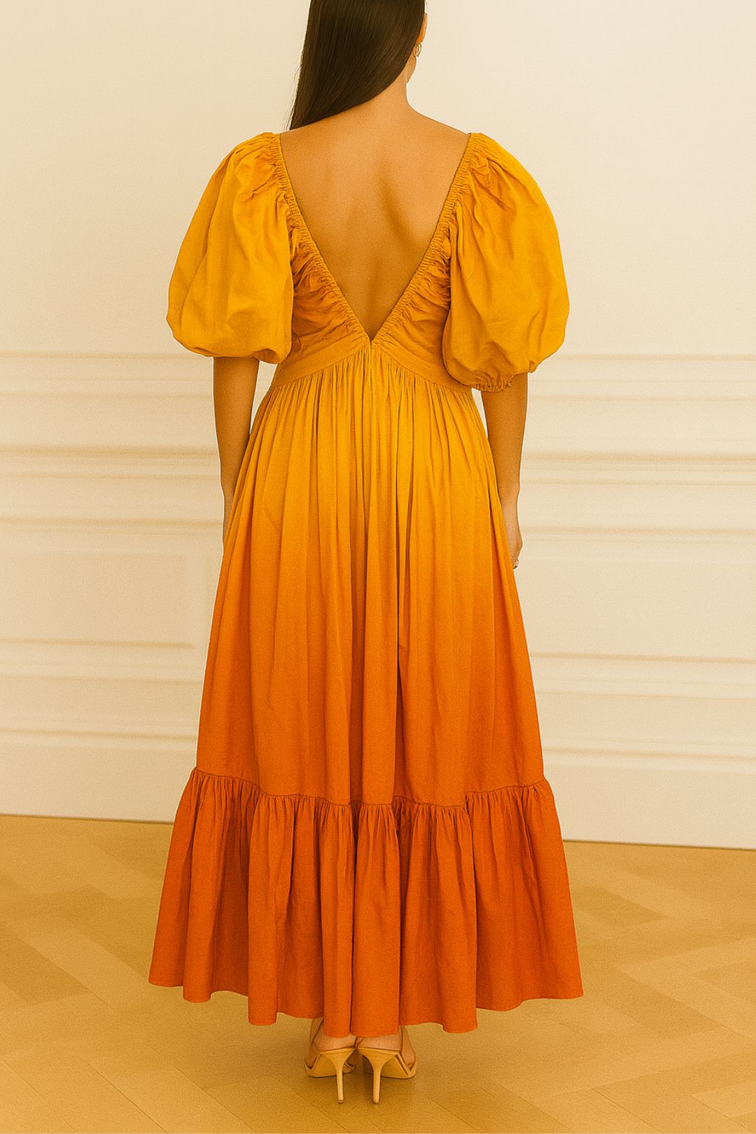 Dress Hire birthday party Rooh Collective Birthday Gown - Orange Ombre Maxi