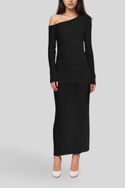 Bec and Bridge Fae Asym Long Sleeve Dress - Black