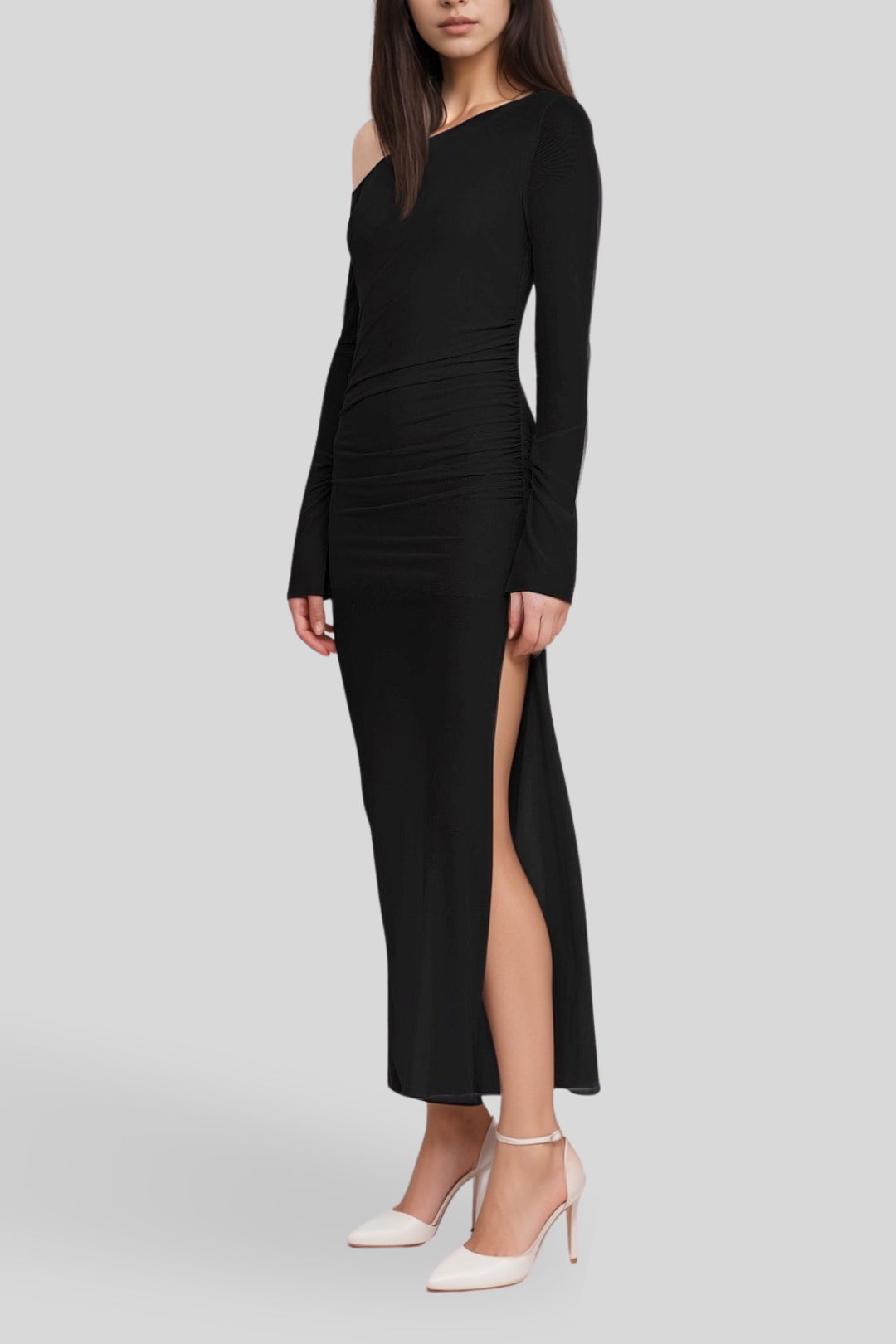 Bec and Bridge Fae Asym Long Sleeve Dress - Black