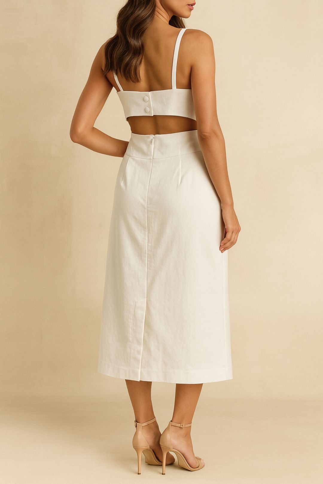 Dress Hire Bridal Shower CUE Square Neck Midi Dress in White