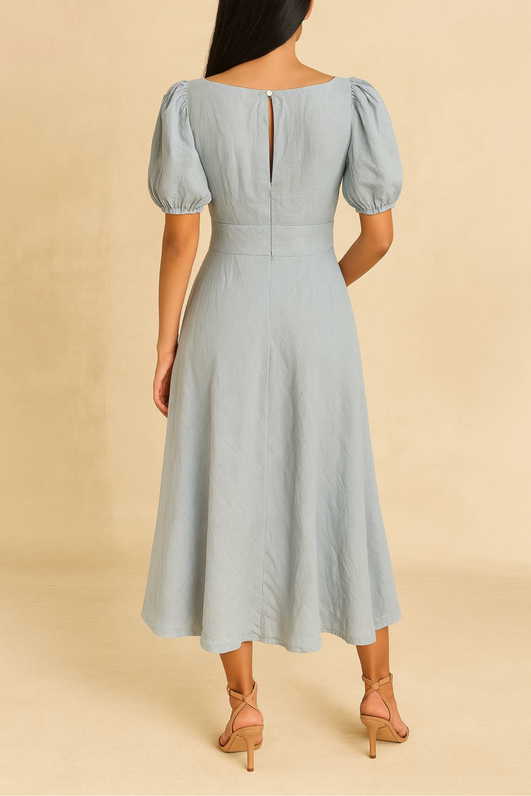 Hire Bias Cut Linen Tea Dress | AERE | GlamCorner