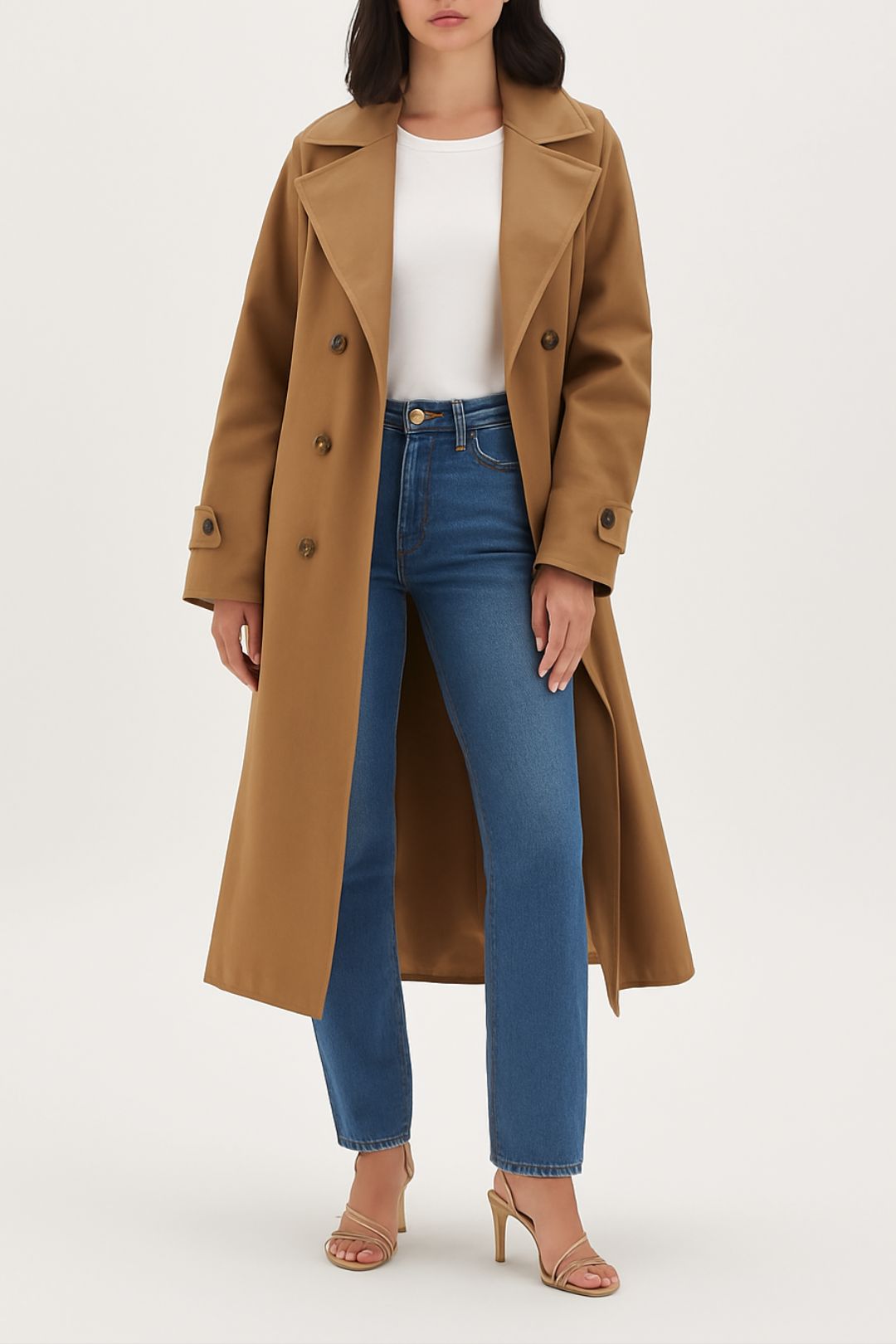 Hire Classic Gabardine Trench Coat in Tan Bassike GlamCorner
