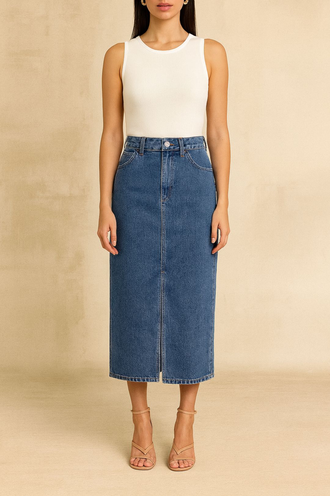 Dress Hire Brunch Calvin klein Trouser Pocket Maxi Skirt Blue