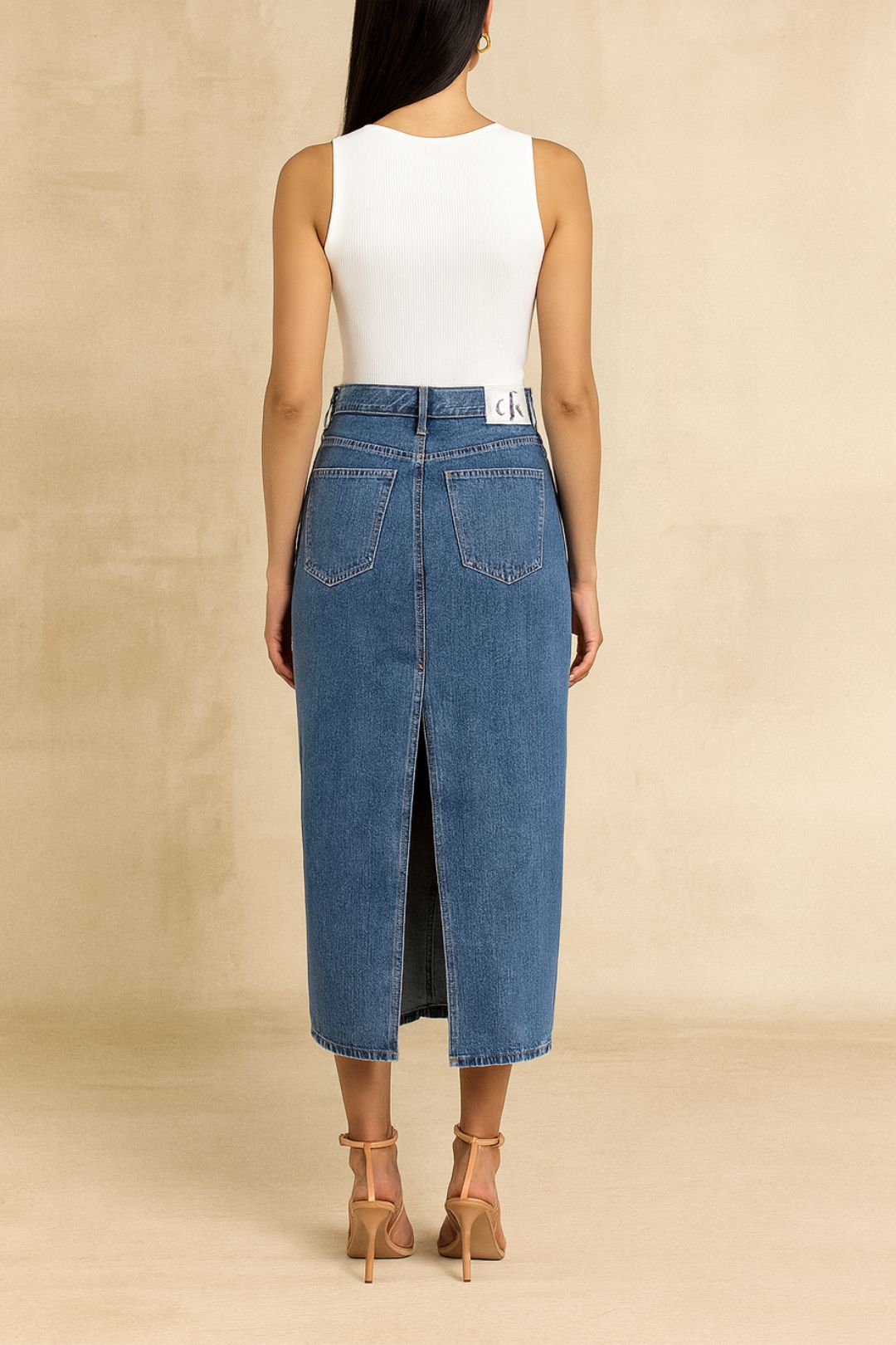 Dress Hire Brunch Calvin klein Trouser Pocket Maxi Skirt Blue