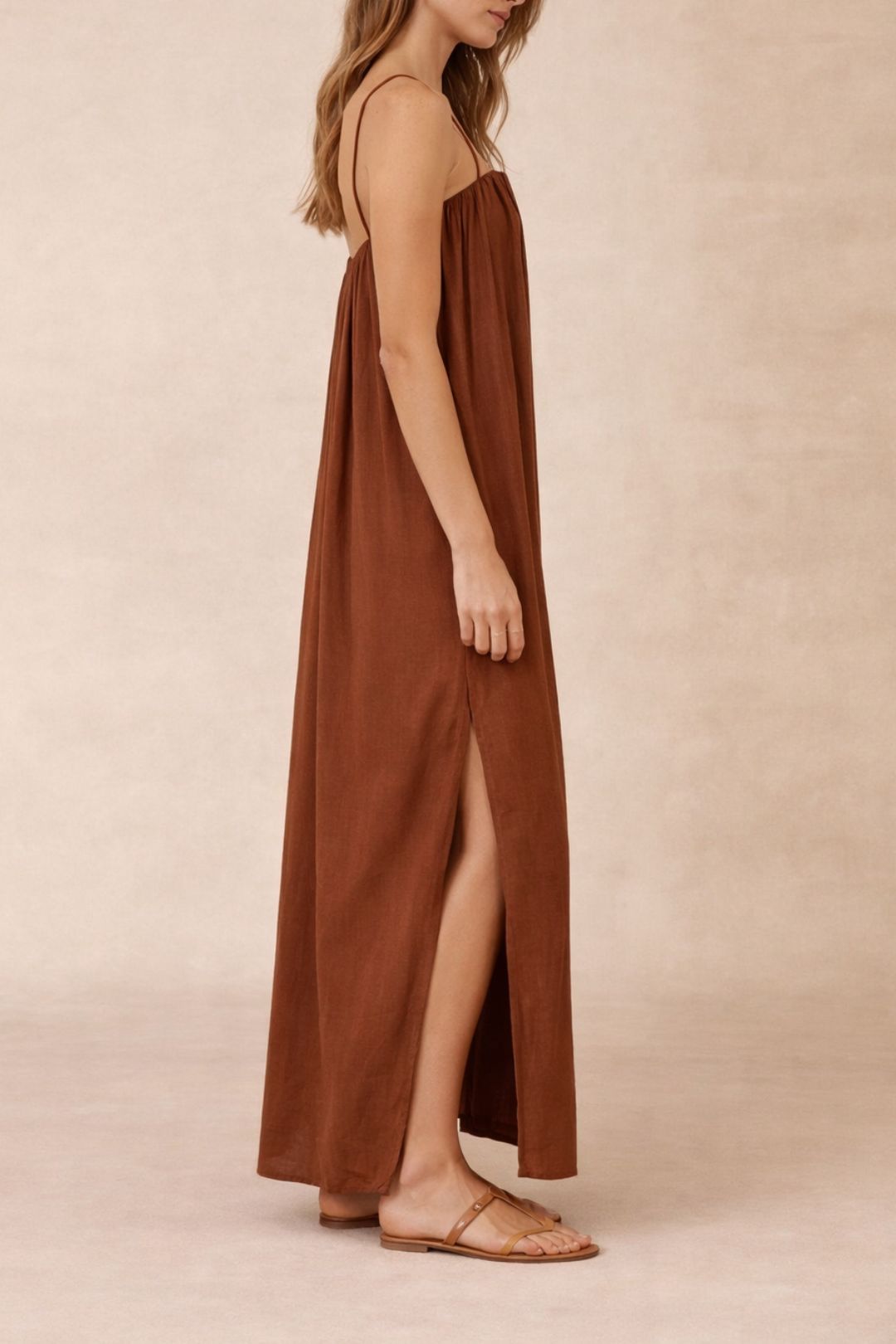 Dress Hire  Brunch Camilla and Marc  Gathered Column Maxi Dress Brown