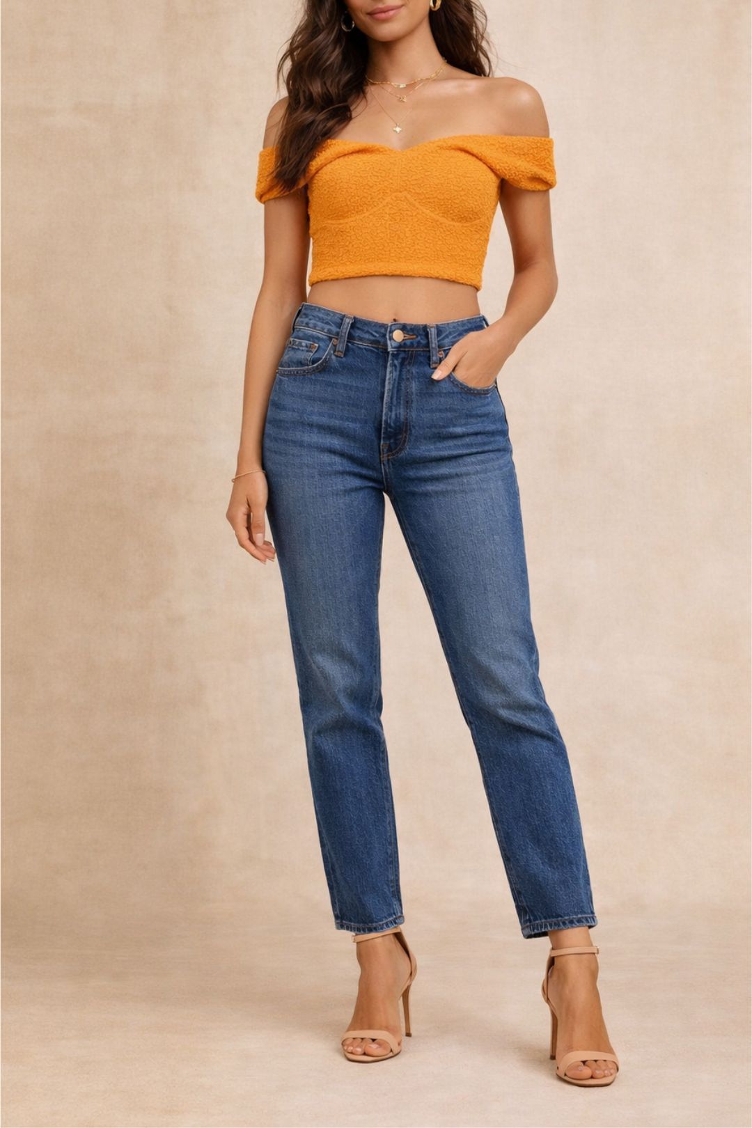 Dress Hire  Brunch Camilla and Marc  Textured Off The Shoulder Top  Orange
