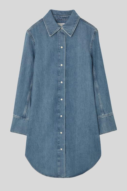 Hire Oversized Denim Mini Shirt Dress | COS | GlamCorner