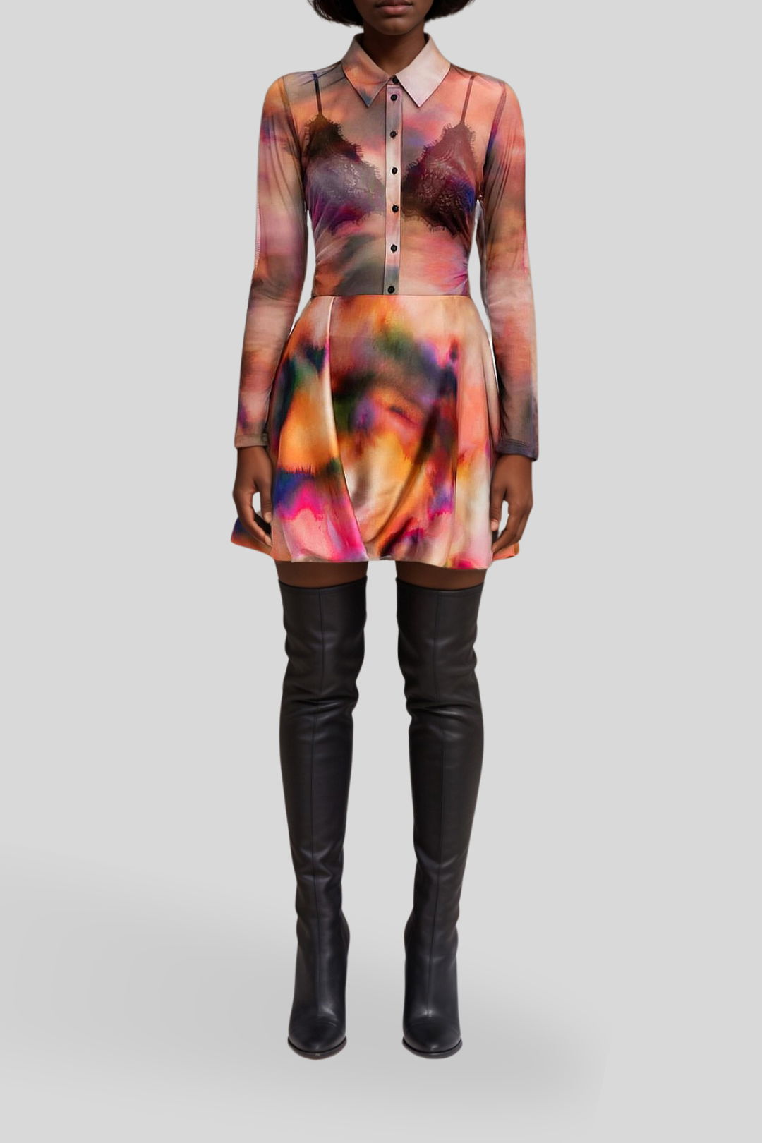 dress hire brunch CUE	Watercolour Mini Skirt in Red Multi