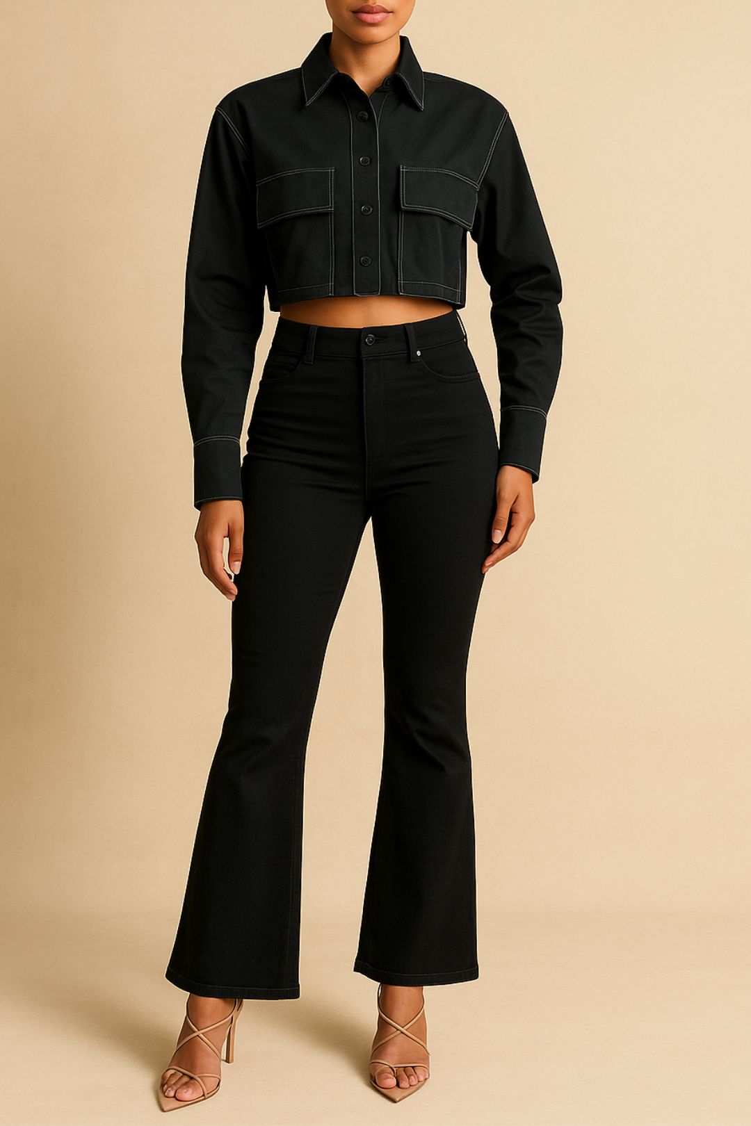 Dress Hire Brunch Dissh Frankie Black Cropped Poplin Shir