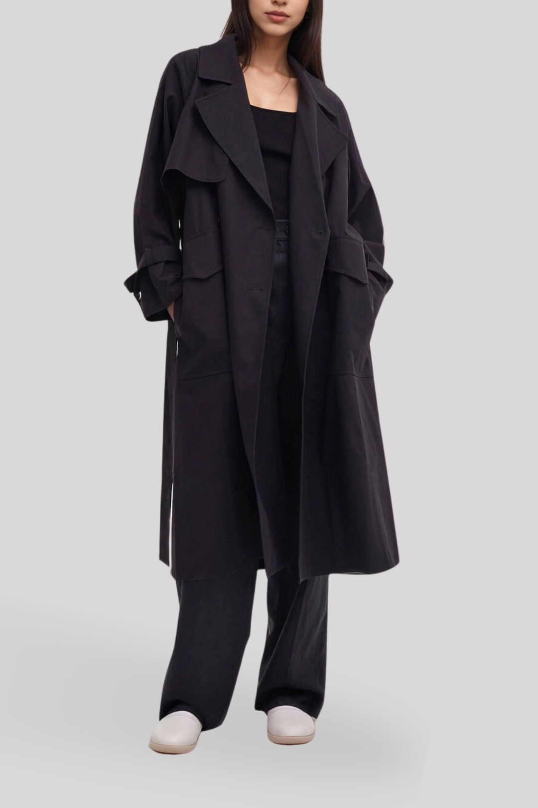 dress hire brunch Jac + Jack Shelter Trench Black