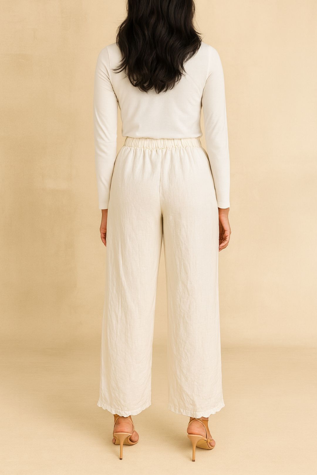 Dress Hire Brunch Kinga Csilla	Scalloped Hem Linen Pants Ivory