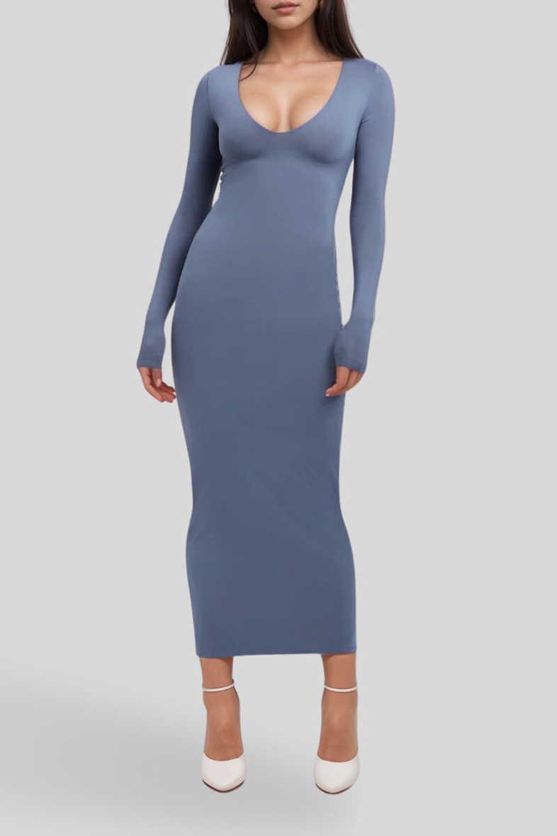 long sleeve patterned midi dress Gorgeous Floral Lace Long Sleeve Midi Dress L