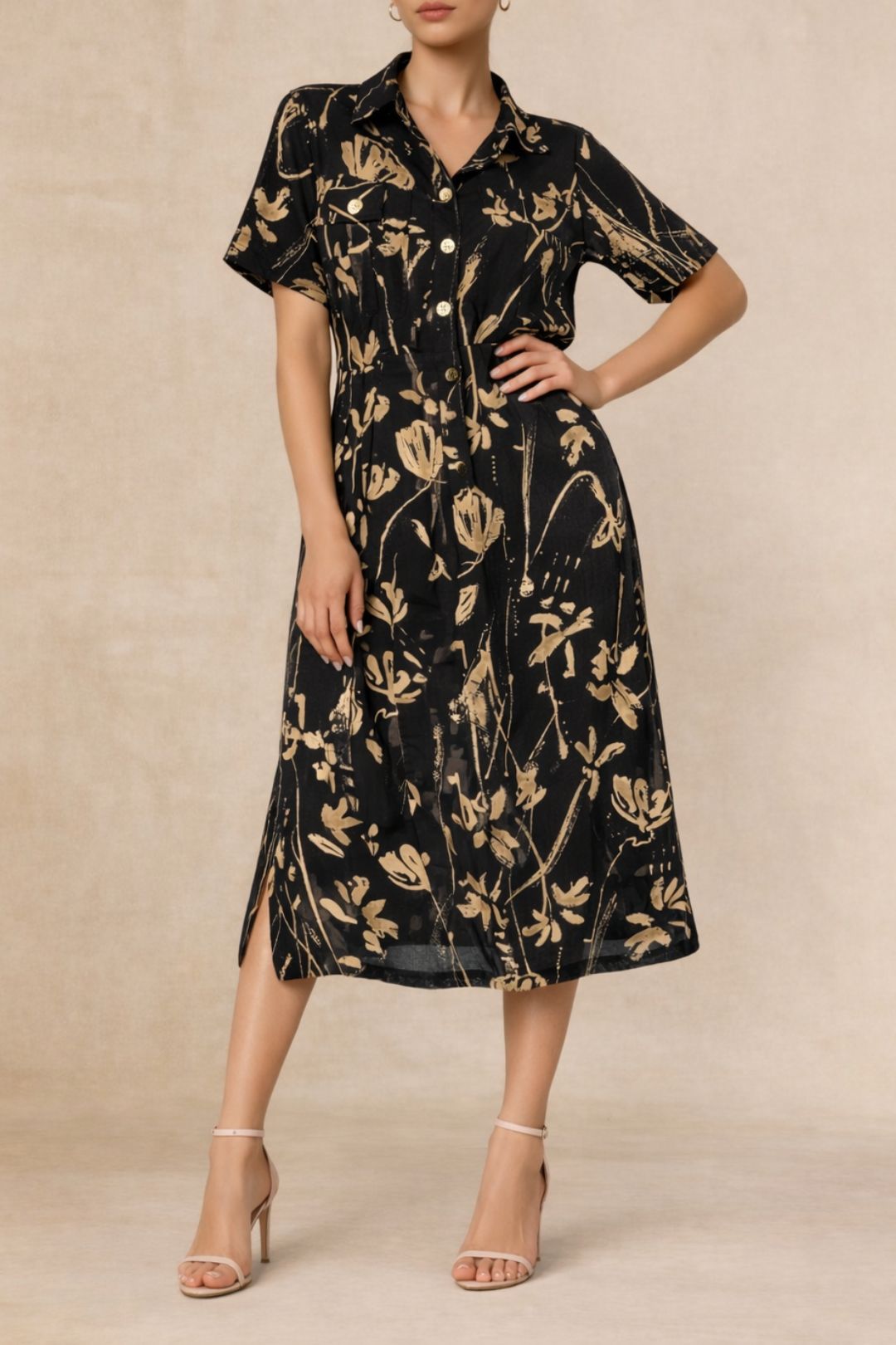 Dress hire bRUNCH Ping Pong	Sumi Floral Short Sleeve Midi DressQ