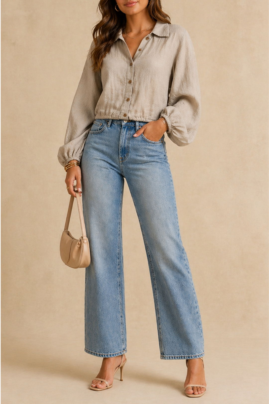 Dress Hire Brunch The Shanty Corporation	Beige Linen Button-Down Shirt