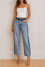 Dress Hire Brunch Venroy Contrast Denim Jean - Light/Dark Blue