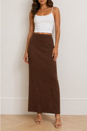 Dress Hire Brunch Venroy	Rib Knitted Skirt - Cacao